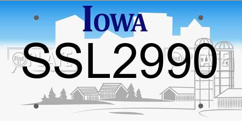 SSL2990 Iowa License Plate