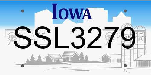 SSL3279 Iowa License Plate