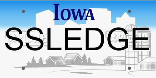SSLEDGE Iowa License Plate