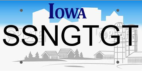 SSNGTGT Iowa License Plate