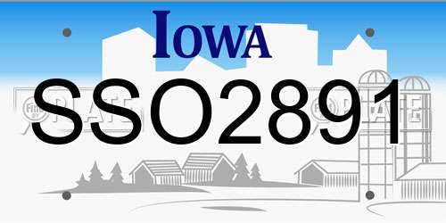 SSO2891 Iowa License Plate