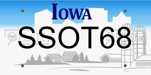 SSOT68 Iowa License Plate