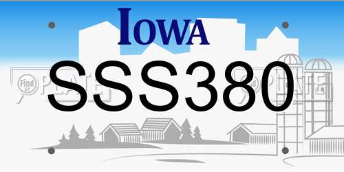 SSS380 Iowa License Plate