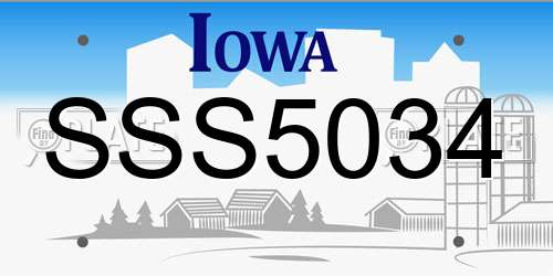 SSS5034 Iowa License Plate