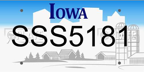 SSS5181 Iowa License Plate
