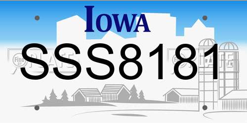 SSS8181 Iowa License Plate
