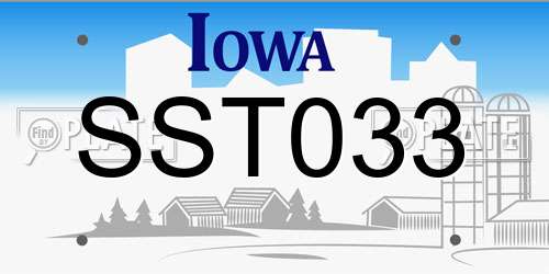 SST033 Iowa License Plate