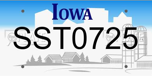 SST0725 Iowa License Plate