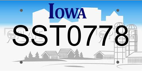 SST0778 Iowa License Plate