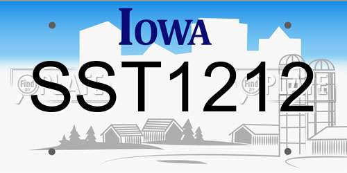 SST1212 Iowa License Plate