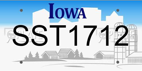 SST1712 Iowa License Plate