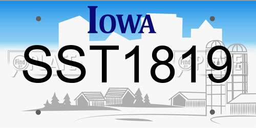 SST1819 Iowa License Plate