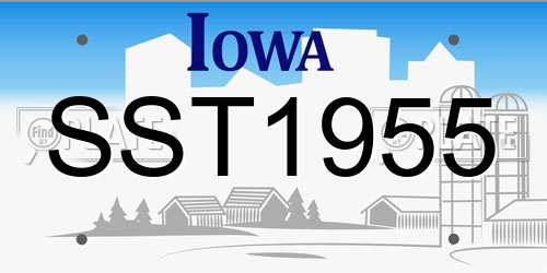 SST1955 Iowa License Plate