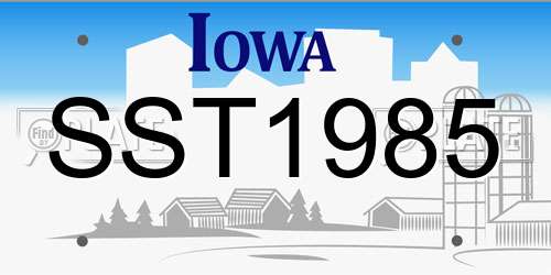 SST1985 Iowa License Plate
