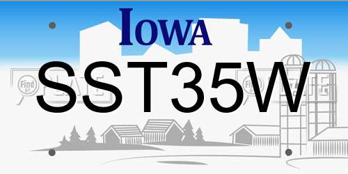 SST35W Iowa License Plate