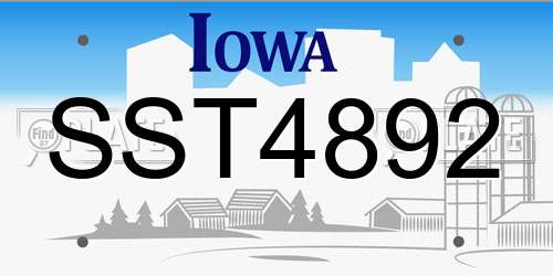 SST4892 Iowa License Plate