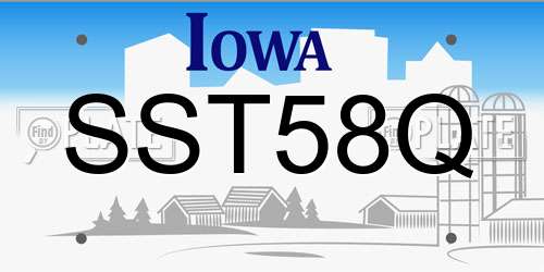 SST58Q Iowa License Plate