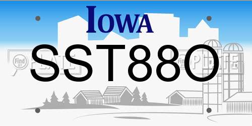SST88O Iowa License Plate