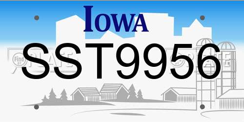 SST9956 Iowa License Plate