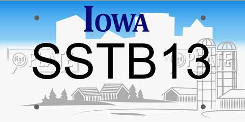SSTB13 Iowa License Plate