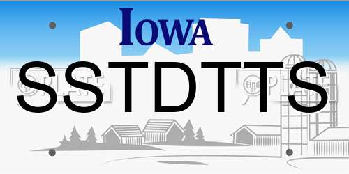 SSTDTTS Iowa License Plate