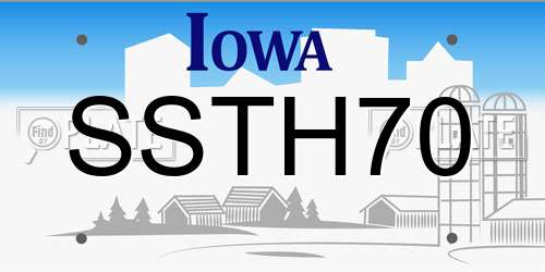 SSTH70 Iowa License Plate
