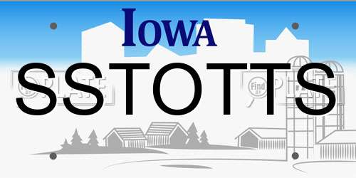 SSTOTTS Iowa License Plate