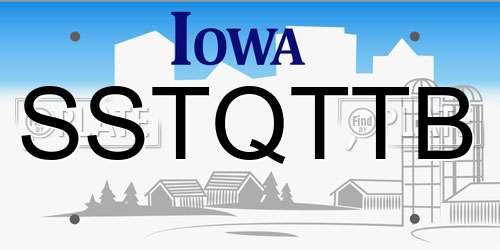 SSTQTTB Iowa License Plate