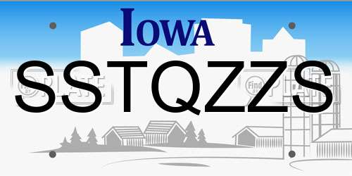SSTQZZS Iowa License Plate