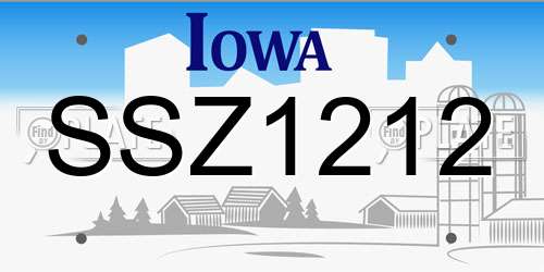 SSZ1212 Iowa License Plate