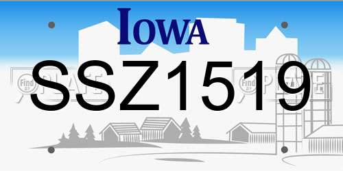 SSZ1519 Iowa License Plate