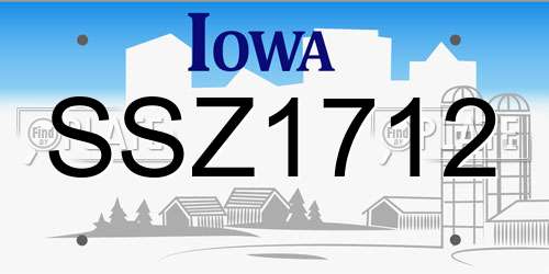 SSZ1712 Iowa License Plate