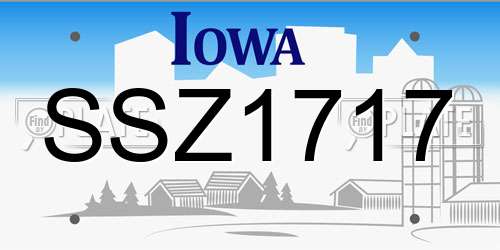 SSZ1717 Iowa License Plate