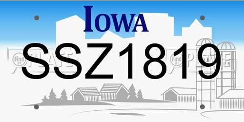 SSZ1819 Iowa License Plate
