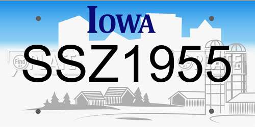 SSZ1955 Iowa License Plate