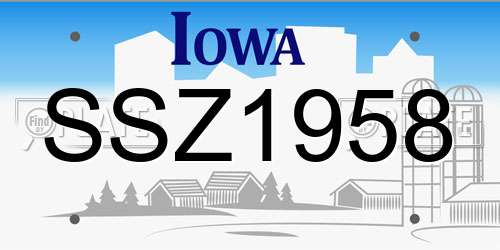 SSZ1958 Iowa License Plate