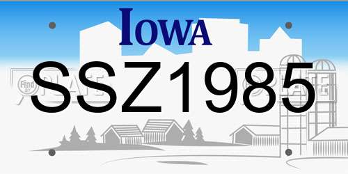 SSZ1985 Iowa License Plate