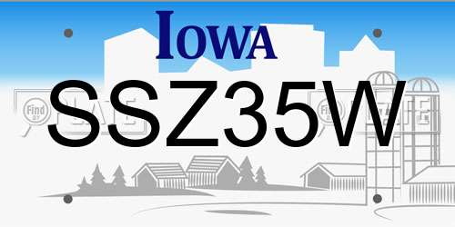 SSZ35W Iowa License Plate