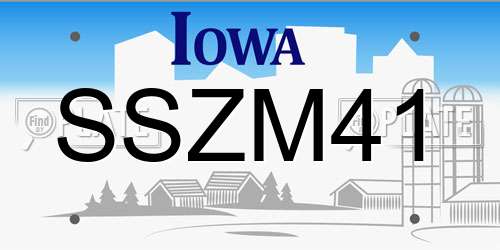 SSZM41 Iowa License Plate