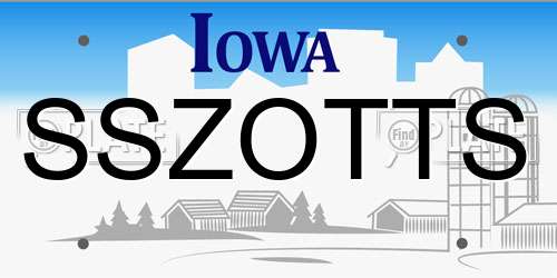 SSZOTTS Iowa License Plate