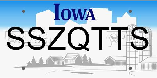 SSZQTTS Iowa License Plate