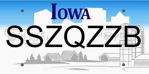 SSZQZZB Iowa License Plate