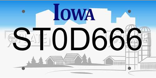 ST0D666 Iowa License Plate