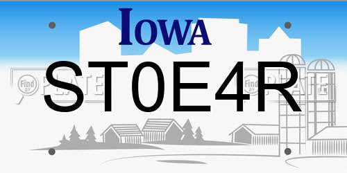 ST0E4R Iowa License Plate