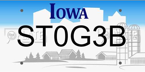 ST0G3B Iowa License Plate
