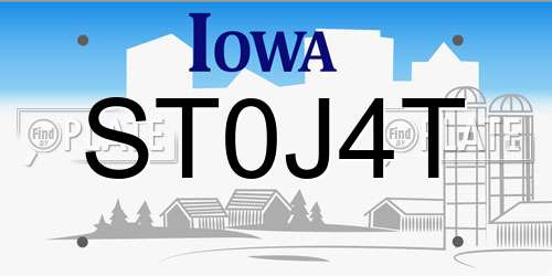ST0J4T Iowa License Plate