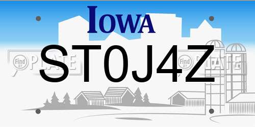 ST0J4Z Iowa License Plate