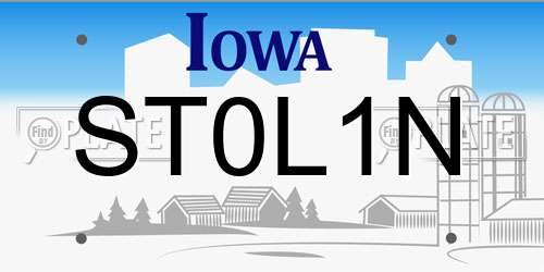 ST0L1N Iowa License Plate