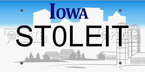 ST0LEIT Iowa License Plate