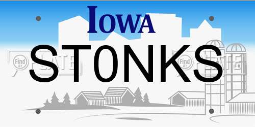 ST0NKS Iowa License Plate